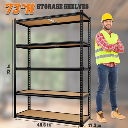 LAFWELL 5-Tier Storage Shelving Unit  2020 lbs Capacity, Heavy Duty Adjustable Metal Utility Shelf, 48" L x 18" W x 73" H for Garage, Kitchen, Pantry, Basement, Bathroom, Laundry