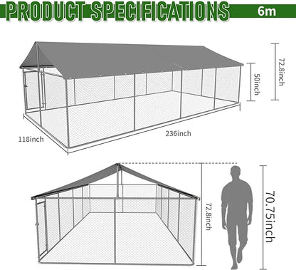 LAFWELL Outdoor Dog Playpen Heavy Duty Dog Kennel House Mesh Dog Big Cage Pet Kennel Steel Fence with Secure Lock