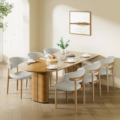 LAFWELL Wooden Dining Chairs Set of 2/4/6,Farmhouse Kitchen Chairs with Curved Back,Modern Fabric Upholstered Chairs for Dining Room
