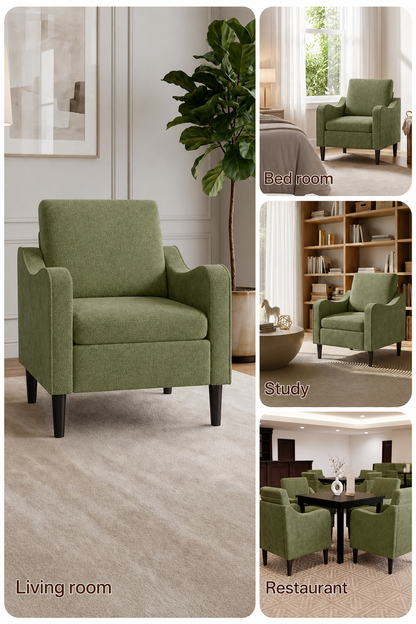 Accent Arm Chair – Navy Blue, Upholstered Scooped Comfy Reading Chair for Living Room, Bedroom, Apartment, Waiting Room