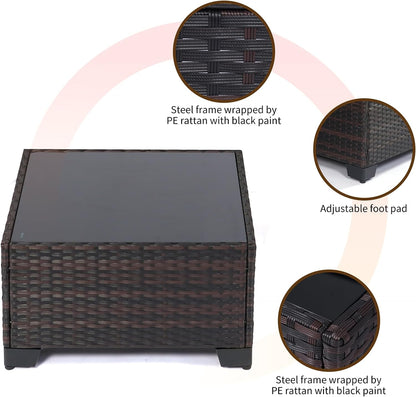 LAFWELL Outdoor Patio Furniture Sets: 7-Piece  Rattan Conversation Sectional Set with Wicker Sofa &amp; Tea Table