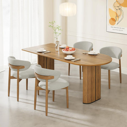 LAFWELL Wooden Dining Chairs Set of 2/4/6,Farmhouse Kitchen Chairs with Curved Back,Modern Fabric Upholstered Chairs for Dining Room