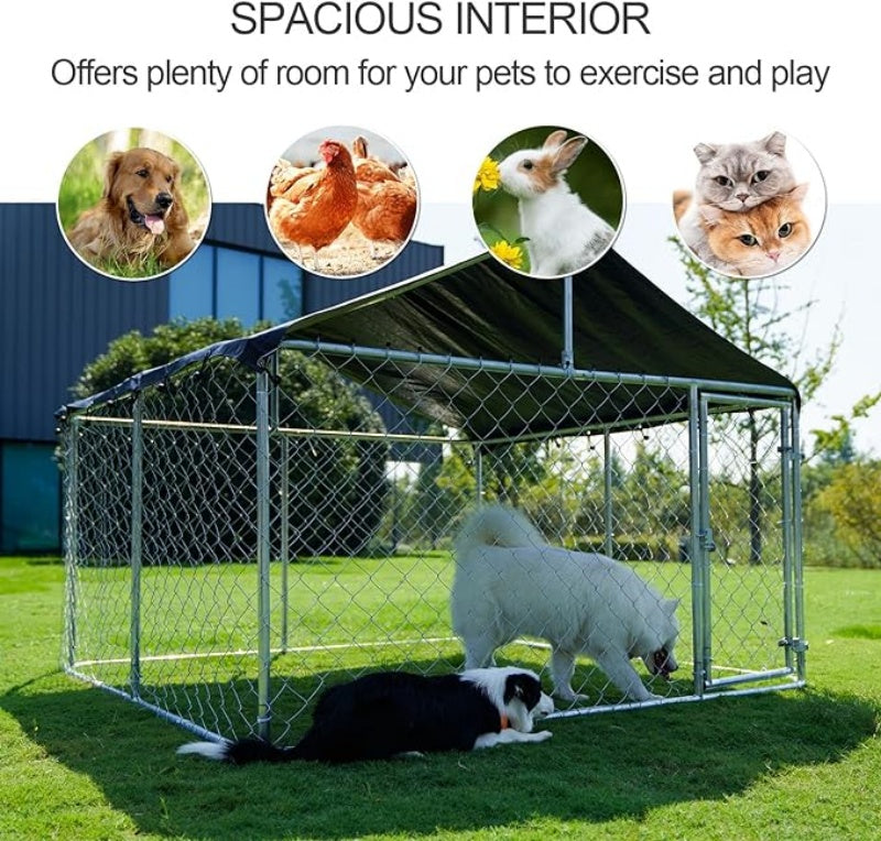 LAFWELL Outdoor Dog Playpen Heavy Duty Dog Kennel House Mesh Dog Big Cage Pet Kennel Steel Fence with Secure Lock