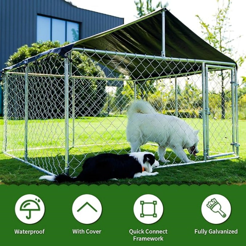 LAFWELL Outdoor Dog Playpen Heavy Duty Dog Kennel House Mesh Dog Big Cage Pet Kennel Steel Fence with Secure Lock