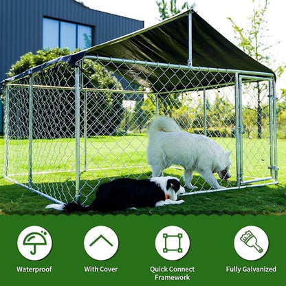 LAFWELL Outdoor Dog Playpen Heavy Duty Dog Kennel House Mesh Dog Big Cage Pet Kennel Steel Fence with Secure Lock