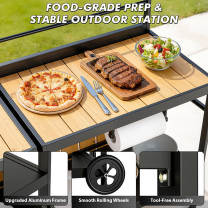 LAFWELL Modular Outdoor Kitchen Island 4-Piece Set, Aluminum Outdoor Kitchen Cabinets Prep Station with Sink, Storage Cabinets & Shelves for Patio, Backyard & Deck