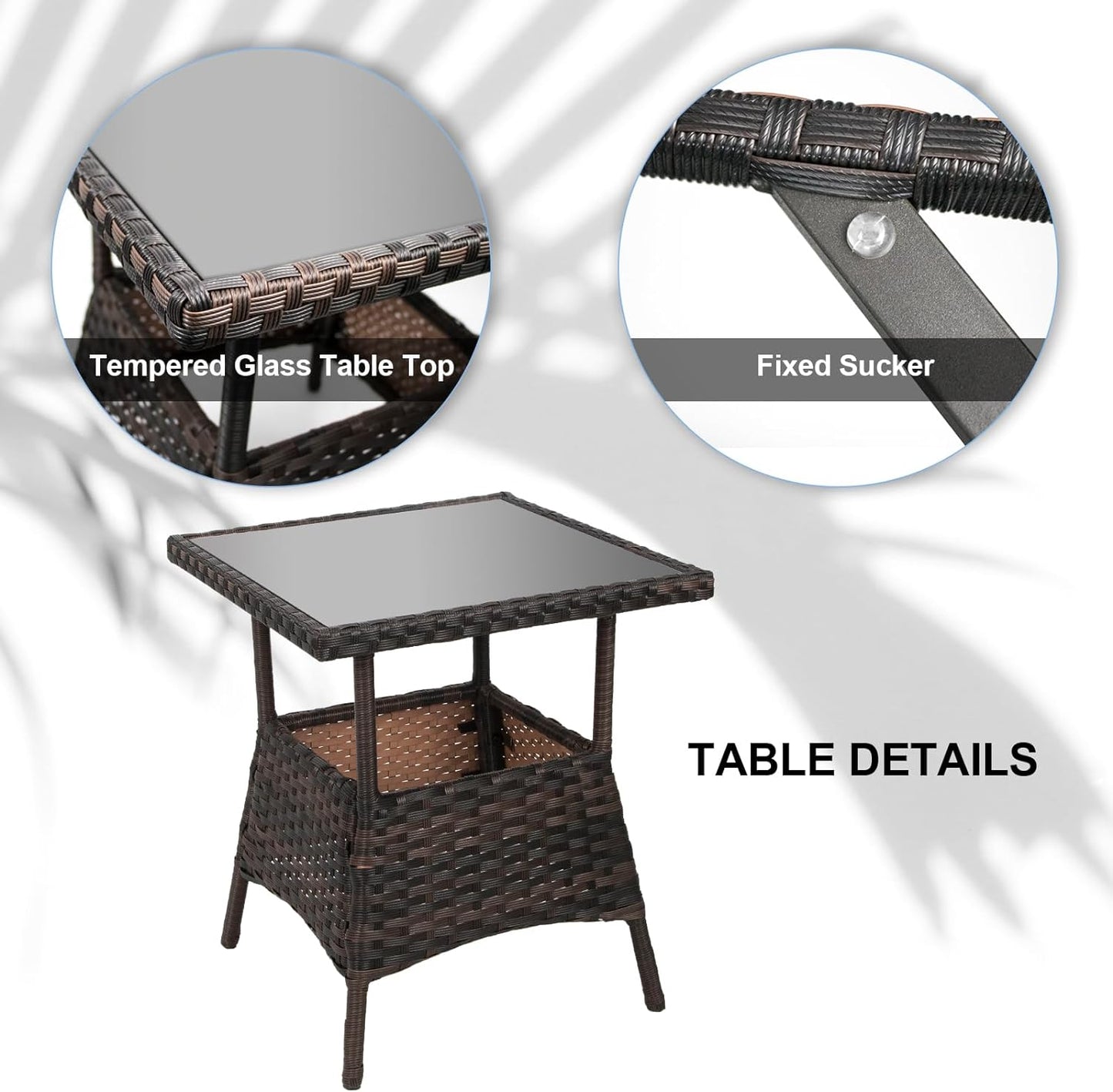 LAFWELL 3 pcs Rocking Bistro Set Conversation Chairs PE Wicker Outdoor Rocking Chairs(Rocking Set,Sand)