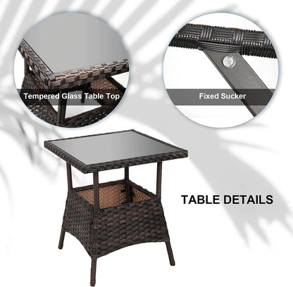 LAFWELL 3 pcs Rocking Bistro Set Conversation Chairs PE Wicker Outdoor Rocking Chairs(Rocking Set,Sand)