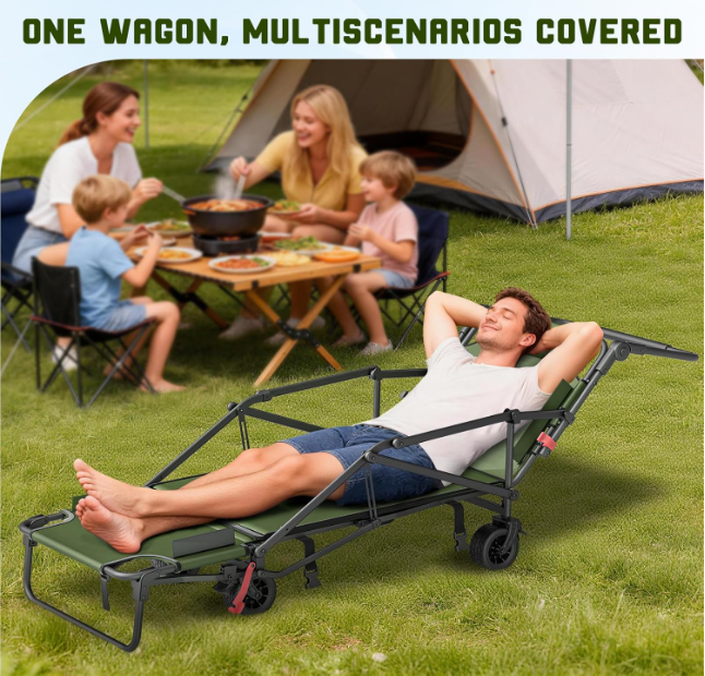 LAFWELL Heavy Duty Folding Wagon - 2-in-1 Collapsible Cart, 400lb/650lb Capacity, All-Terrain Wheels with Brakes &amp; Side Pockets