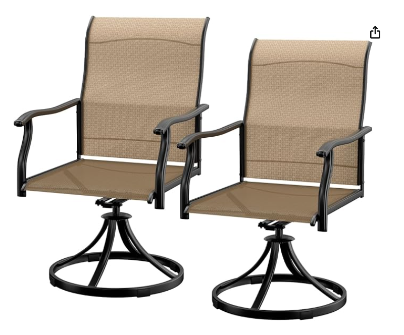 LAFWELL 7 Piece Outdoor Patio Dining Set with 6 Swivel Dining Chairs & 1 Large Round Dining Table,Bistro Furniture Set for Lawn, Garden, Deck, Backyard and Porch