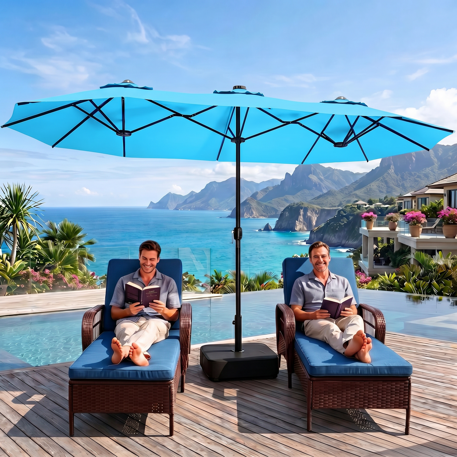 LAFWELL 14FT Double-Sided Patio Umbrella