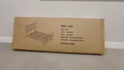 LAFWELL 14 Inch Full Size  Victorian Vintage Metal Platform Bed Frame with Headboard and Footboard, Underbed Storage, No Box Spring Needed, Easy Assembly, Black