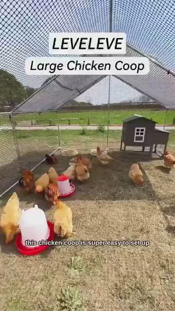 LAFWELL Petony Chicken Coop Outdoor Walk-in Poultry Cage Large Metal Pen Hen Run House Spire Shaped Cage with Waterproof Anti-Ultraviolet Cover,for Backyard Farm Rabbits Duck