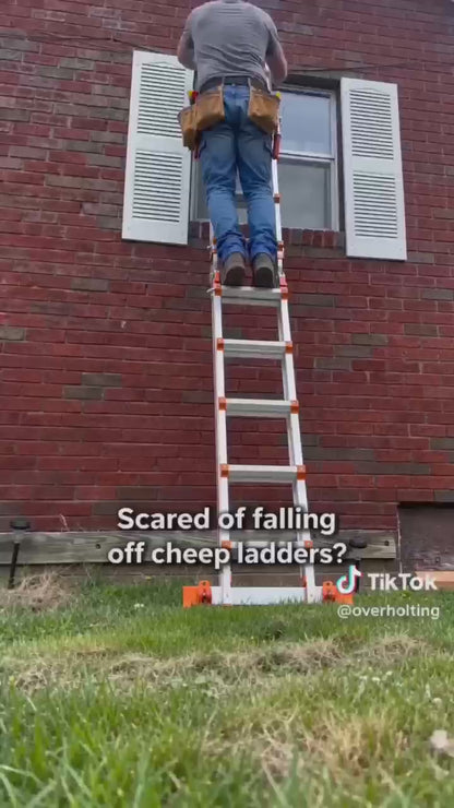 LAFWELL Multi Position 3 Step Ladder, 14FT Extension Ladder with Stabilizer Bar &amp; Wheels,330 lbs Security Load A Frame Ladder for Stairs Home Indoor Outdoor Roof