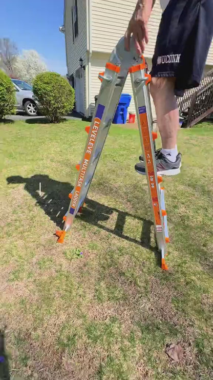 LAFWELL Multi Position 3 Step Ladder, 14FT Extension Ladder with Stabilizer Bar &amp; Wheels,330 lbs Security Load A Frame Ladder for Stairs Home Indoor Outdoor Roof