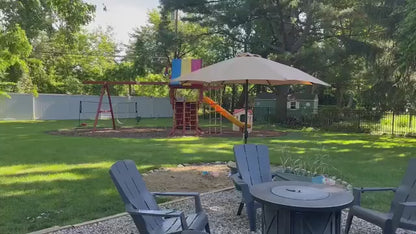 LAFWELL  9FT Outdoor Patio Umbrella with Easy Crank - UV Resistant & Waterproof Market Umbrella with Ventilated Canopy, 8 Sturdy Ribs & Powder-Coated Frame for Garden, Deck, Backyard, Pool, Patio Table